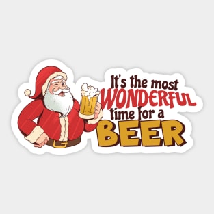 It's the Most Wonderful Time for a Beer | Funny Santa Christmas Sticker